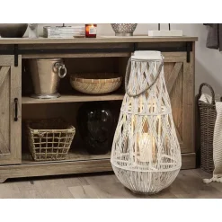 Beliani TONGA - Lantaarn - Wit - Bamboehout Discount