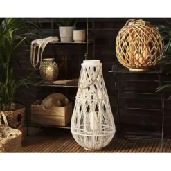 Beliani TONGA - Lantaarn - Wit - Bamboehout Discount