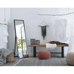 Beliani TORCY - Staande spiegel - Zwart - Synthetisch materiaal Best