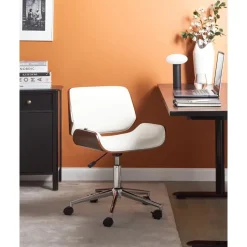 Leen Bakker TOTOWA - Bureaustoel - Donkerhout/Zwart - Kunstleer Sale