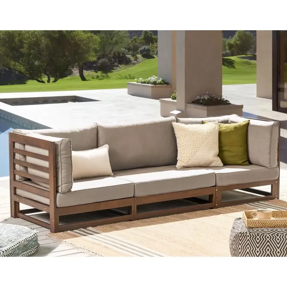 Beliani TRANI - Loungebank 3-zits - Bruin - Acaciahout Hot