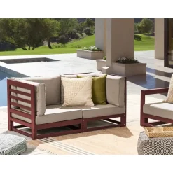 Beliani TRANI - Loungebank 2-zits - Mahonie - Acaciahout