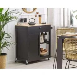 Beliani TRAPANI - Keukentrolley - Zwart - MDF Outlet