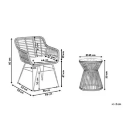 Beliani TRESTINA - Bistroset voor 2 - Natuurlijk - PE rotan Online