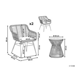 Beliani TRESTINA - Bistroset voor 2 - Natuurlijk - PE rotan Online