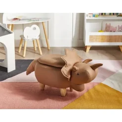 Leen Bakker TRICERATOPS - Dierenpoef - Bruin - Polyester