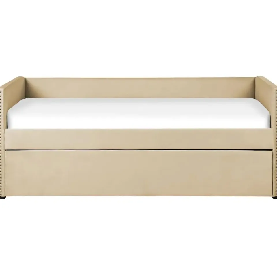 Beliani TROYES - Slaapbank - Beige - Fluweel Clearance