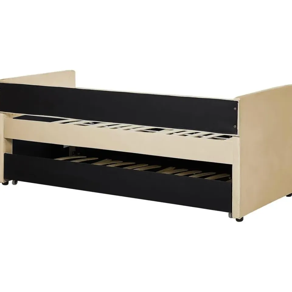 Beliani TROYES - Slaapbank - Beige - Fluweel Clearance