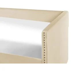 Beliani TROYES - Slaapbank - Beige - Fluweel Clearance
