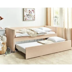 Beliani TROYES - Slaapbank - Perzik - 90 x 200 cm - Bouclé