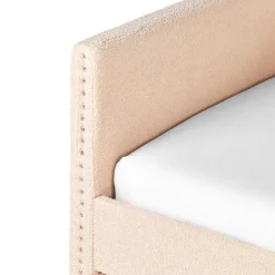 Beliani TROYES - Slaapbank - Perzik - 90 x 200 cm - Bouclé