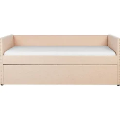 Beliani TROYES - Slaapbank - Perzik - 90 x 200 cm - Bouclé