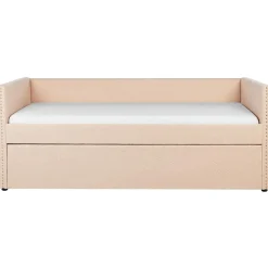 Beliani TROYES - Slaapbank - Perzik - 90 x 200 cm - Bouclé