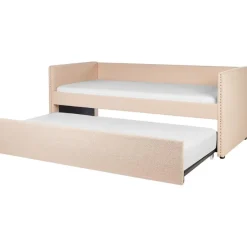 Beliani TROYES - Slaapbank - Perzik - 90 x 200 cm - Bouclé