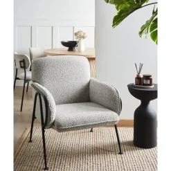 Beliani TRYSNES - Fauteuil - Zwart/Wit - Polyester New