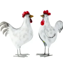Merkloos Tuin decoratie dieren/vogel beeldje - Kip/Haan - 21 cm - metaal Clearance