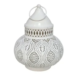Merkloos Tuin lantaarn - Marokkaanse sfeer - wit/goud - D15 x H19 cm - metaal New
