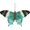 Merkloos Tuindecoratie muurvlinder - zwart / blauw - metaal - 44 cm