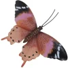Merkloos Tuindecoratie muurvlinder - bruin en roze - metaal - 44 cm New