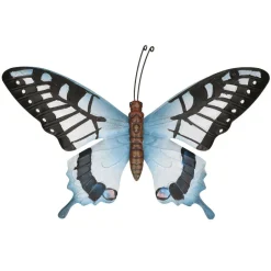 Merkloos Tuindecoratie vlinder - grijsblauw en zwart - metaal - 35 x 24 cm Discount