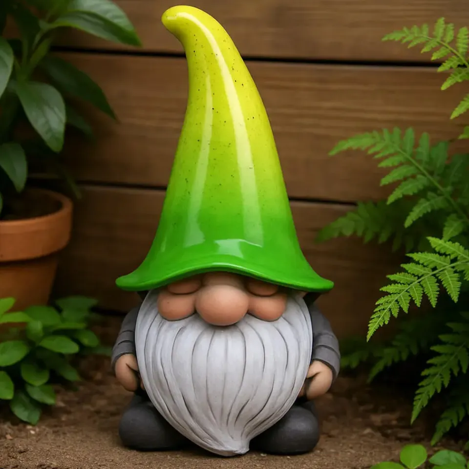 Merkloos Tuinkabouter gnoom - groene muts - polystone - 23 cm Best