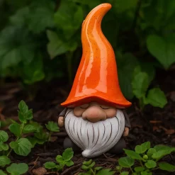 Merkloos Tuinkabouter gnoom - oranje muts - polystone - 23 cm Sale