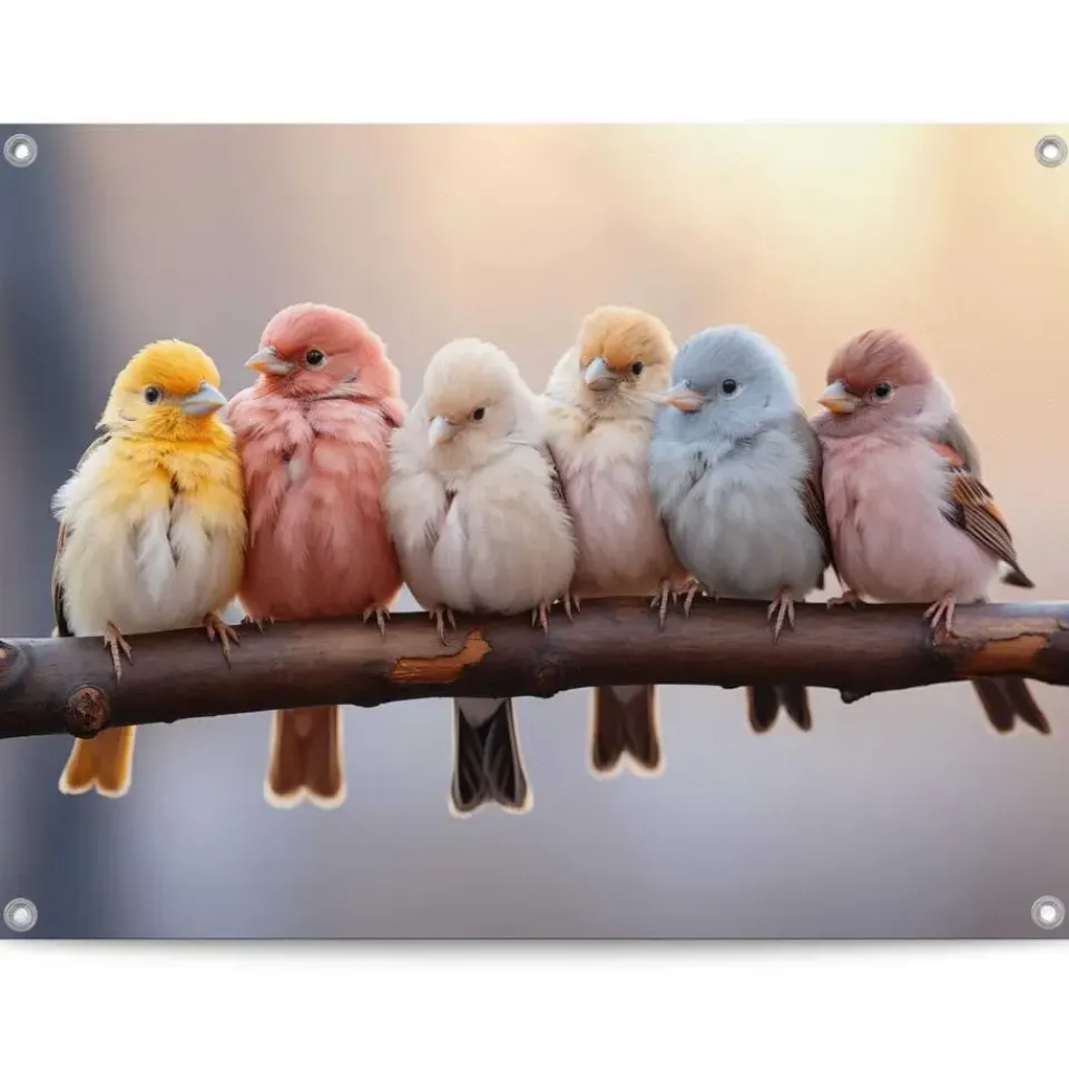 Reinders Tuinposter Pastel Birds - 60 x 80cm - Bont Clearance
