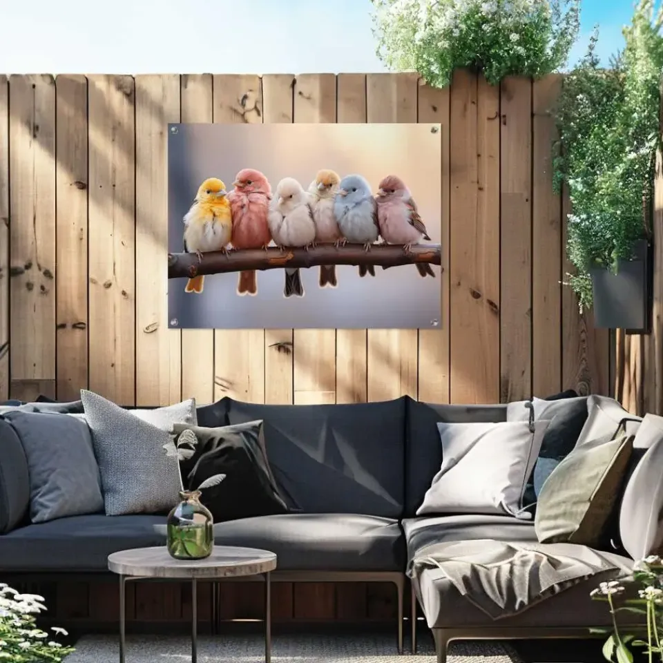 Reinders Tuinposter Pastel Birds - 60 x 80cm - Bont Clearance