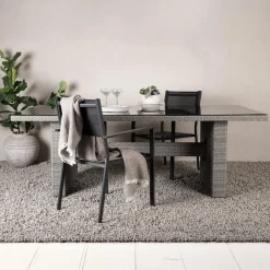 Fjôrd Tuintafel Grijs Wicker/Glas - 200x100x74cm - Padova Best