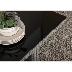 Fjôrd Tuintafel Grijs Wicker/Glas - 200x100x74cm - Padova Best