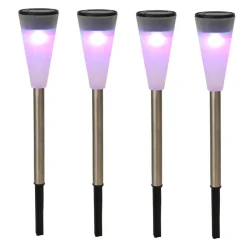 Merkloos Tuinverlichting prikspot - LED - gekleurd - RVS - 36 cm Sale