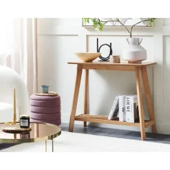 Beliani TULARE - Consoletafel - Lichte houtkleur - Rubberhout New