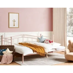 Beliani TULLE - Eenpersoonsbed - Roze - 90 x 200 cm - Metaal Clearance