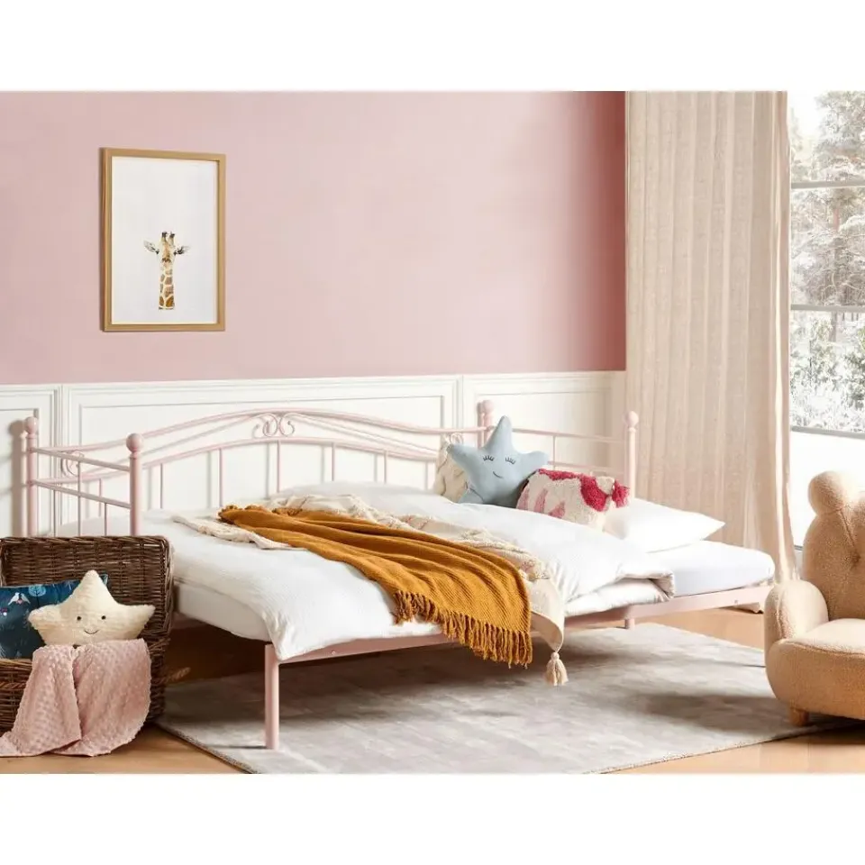 Beliani TULLE - Eenpersoonsbed - Roze - 90 x 200 cm - Metaal Clearance