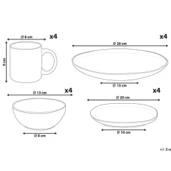 Beliani TURMERIC - Serviesset 16 delig - Goudbruin - Steengoed Sale