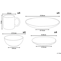 Beliani TURMERIC - Serviesset 16 delig - Goudbruin - Steengoed Sale