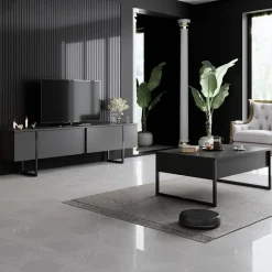 Arabic House Tv-Meubel Luxe Melamine Antraciet Zwart Discount