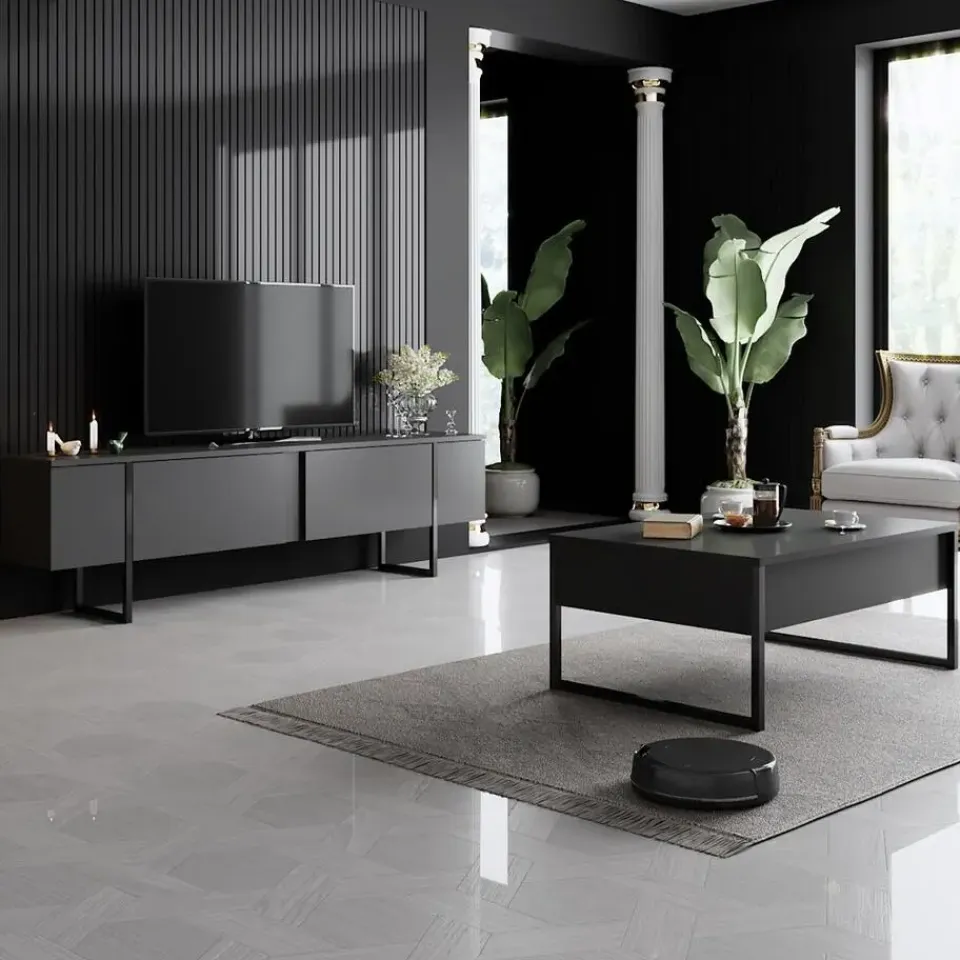 Arabic House Tv-Meubel Luxe Melamine Antraciet Zwart Discount