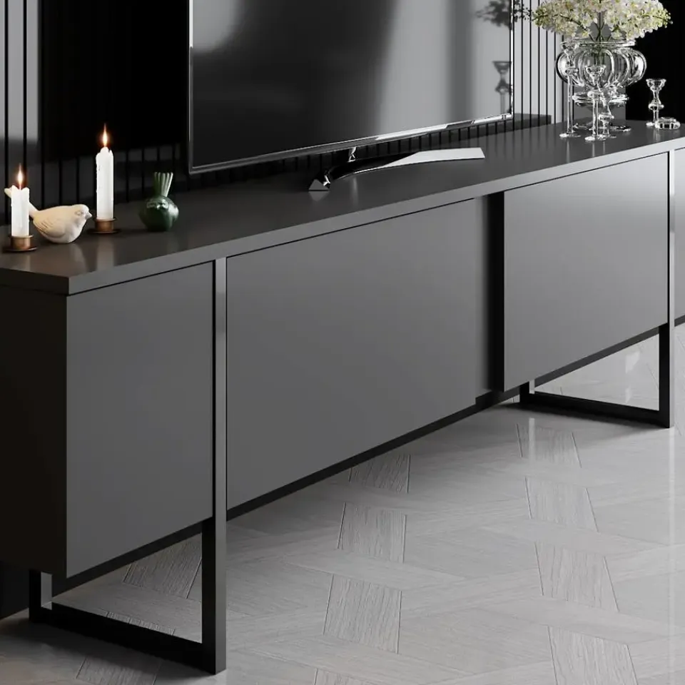 Arabic House Tv-Meubel Luxe Melamine Antraciet Zwart Discount