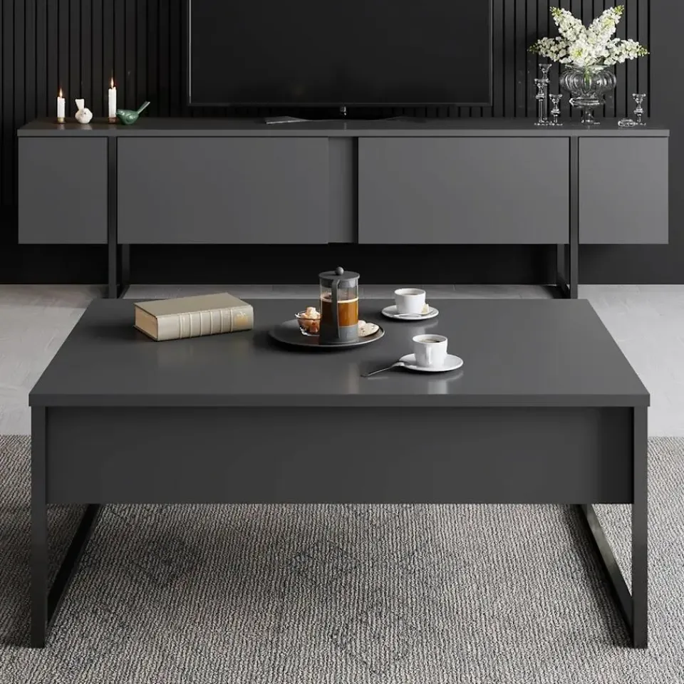 Arabic House Tv-Meubel Luxe Melamine Antraciet Zwart Discount