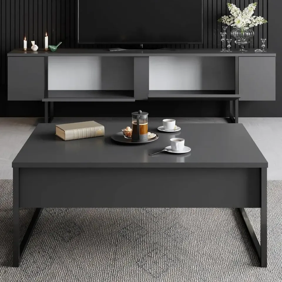 Arabic House Tv-Meubel Luxe Melamine Antraciet Zwart Discount