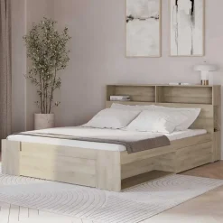 CBA Tweepersoonsbed Maksim - 140x190/200cm - met opbergruimte - eikdecor Outlet