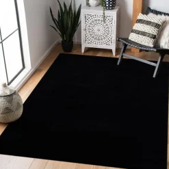 Muratap Uni Effen Laagpolig Vloerkleed Modern Zwart - 240x340 CM Sale