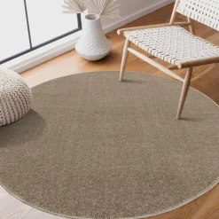 Muratap Uni Rond Effen Laagpolig Vloerkleed Modern Beige - 150 CM ROND Hot