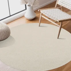 Muratap Uni Rond Effen Laagpolig Vloerkleed Modern Creme - 200 CM ROND Clearance
