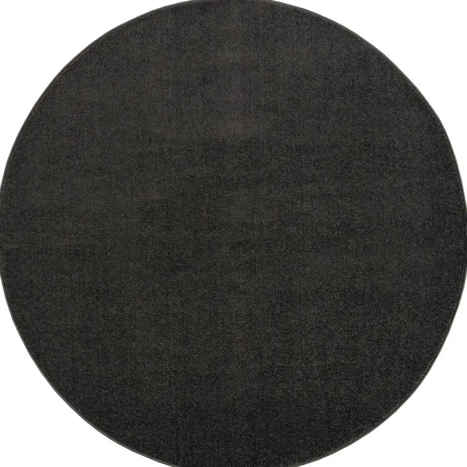 Muratap Uni Rond Effen Laagpolig Vloerkleed Modern Donker Grijs - 300 CM ROND Sale