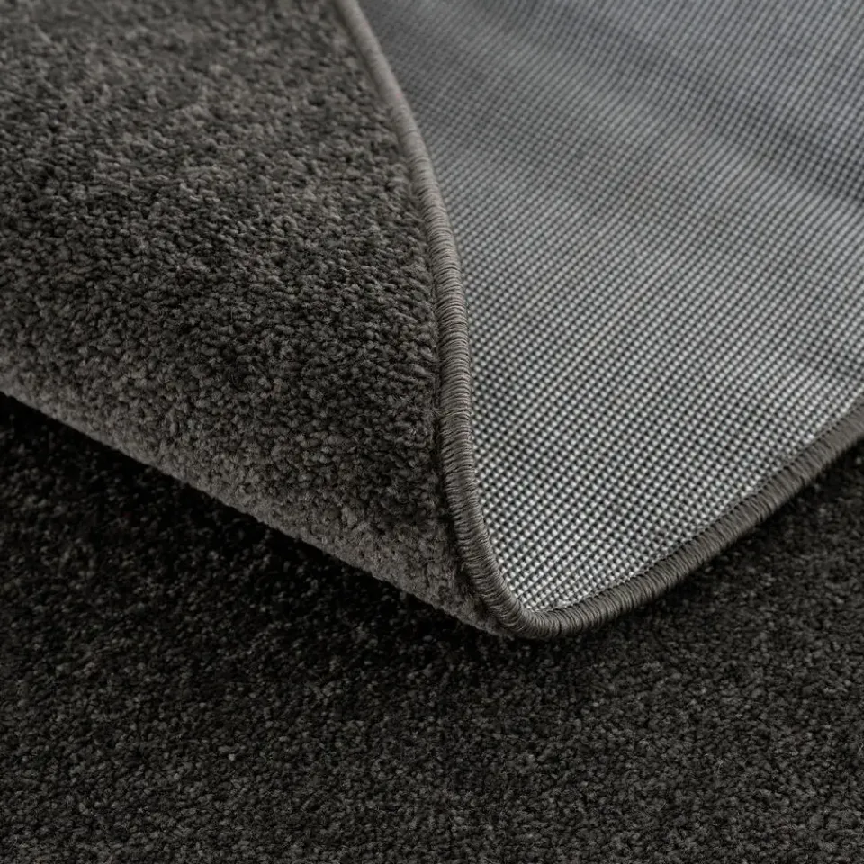 Muratap Uni Rond Effen Laagpolig Vloerkleed Modern Donker Grijs - 300 CM ROND Sale