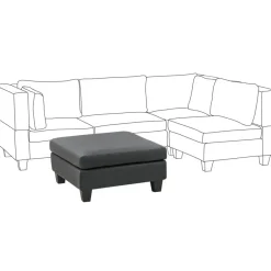 Leen Bakker UNSTAD - Hocker - Zwart - Kunstleer Clearance