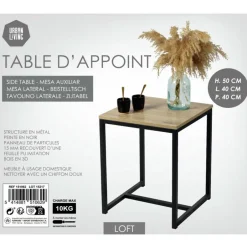 Urban Living Bijzettafel - zwart - metaal/hout - L40 x B40 x H50 cm Online