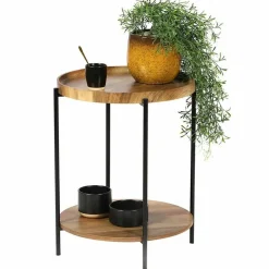 Urban Living Koffietafel Joya - hout - metaal - zwart - D42 x H51 cm Discount